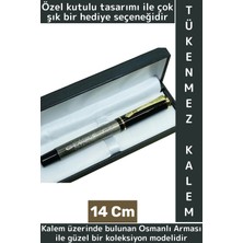 Wintoup Özel Tasarım Dekoratif Koleksiyon Hediyelik Çok Şık Kutulu Osmanlı Arması Tükenmez Kalem 14 cm