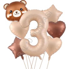 Best Parti Ayı Kafa Rakam Kalp Yıldız Folyo Balon Seti Yaş-3