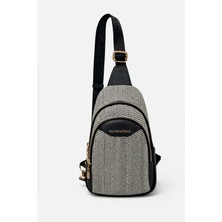 Louisiana Polo Silver Polo Bodybag Kadın Çanta Labirent Desenli Siyah-Beyaz 959