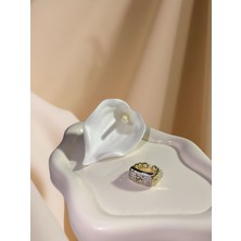 Ezgiarslanatalier Çelik Taşlı Gold Yüzük