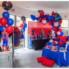 İstoç Parti Spiderman Renkleri Kırmızı,mavi,beyaz Balon ve 5 Metre Balon Zinciri  70 Adet