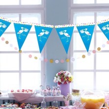 İstoç Parti Baby Shower Yazılı Üçgen Flama Mavi