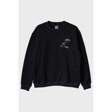Nuugg Rota Dışı Siyah Bisiklet Yaka Sweatshirt