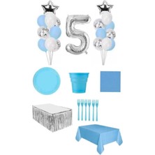 İstoç Parti Mavi Renk 5 Yaş Doğum Günü  Seti