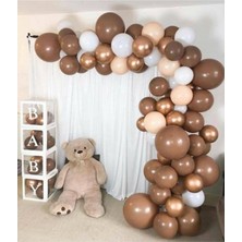 İstoç Parti Krom Gold Çikolata Kahve Ten ve Beyaz Balon Seti 100 Adet+5 mt Balon Zinciri