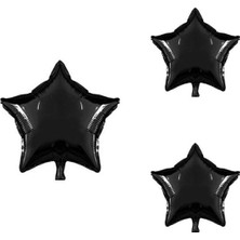 İstoç Parti Siyah Yıldız Folyo Balon 45 cm 3 Adet
