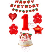 İstoç Parti Rönesans Çilek Temalı Doğum Günü Parti Seti Yaş 1