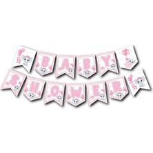 İstoç Parti Baby Shower Yazılı Pembe Banner