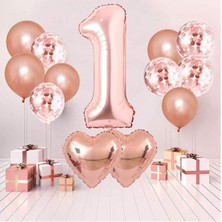 İstoç Parti 1 Yaş Doğum Günü Parti Seti Rosegold