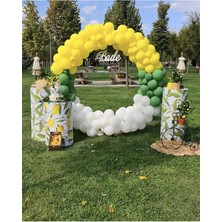 İstoç Parti Limon Konsepti Sarı Koyu Yeşil ve Beyaz Balon Zinciri 100 Adet + 5 mt Balon Zinciri