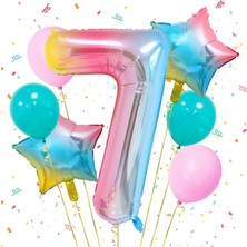 İstoç Parti Gökkuşağı Folyo Balon Seti 7 Yaş