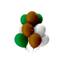 İstoç Parti Açık Yeşil-Beyaz-Kahverengi Pastel Soft Balon 50 Adet + 5 Metre Balon Zinciri