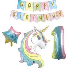İstoç Parti 1 Yaş Unicorn Folyo Balon Set