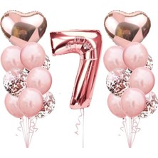İstoç Parti 7 Yaş Rose Gold Doğum Günü Balon Seti