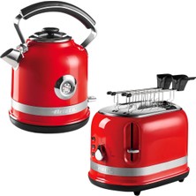 Özbience Kırmızı 1,7l Kettle ve Ekmek Kızartma Makinesi Seti, Şık ve Kullanışlı