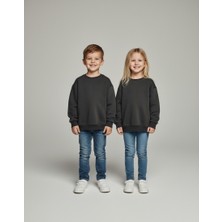 Kyex Kids Unisex Çocuk Antrasit Bisiklet Yaka Basic Sweatshirt - %100 Pamuklu Yumuşak Dokuma