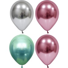 İstoç Parti Gümüş-Pembe-Yeşil Krom Balon 40 Adet