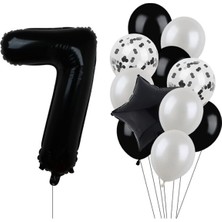 İstoç Parti Siyah Rakam Folyo ve Latex Balon Seti Yaş 7