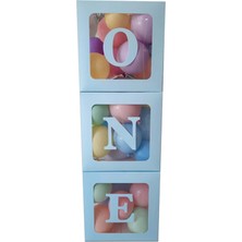 İstoç Parti One Yazılı Mavi Şeffaf Harfli Kutu + 30 Adet Balon