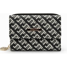Louisiana Polo Silver Polo Kadın Cüzdan Hasir Desenli Siyah-Beyaz 1100
