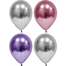 İstoç Parti Gümüş-Pembe-Mor Krom Balon 20 Adet