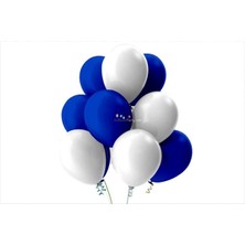 İstoç Parti Beyaz-Koyu Mavi Pastel Soft Balon 50 Adet + 5 Metre Balon Zinciri