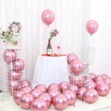 İstoç Parti Krom Balon 12" Inç Pembe Renk 10 Adet