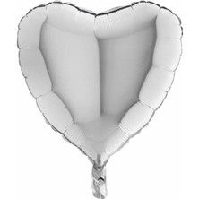 İstoç Parti Gümüş Kalp Folyo Balon  45 cm -  5 Adet