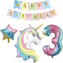 İstoç Parti 3 Yaş Unicorn Folyo Balon Set