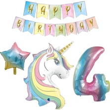 İstoç Parti 4 Yaş Unicorn Folyo Balon Set