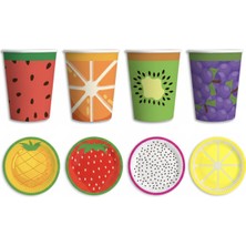 İstoç Parti Meyve Temalı Karışık Tabak Bardak Seti