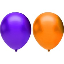 İstoç Parti Metalik Balon Seti 100 Adet ( Mor, Turuncu )