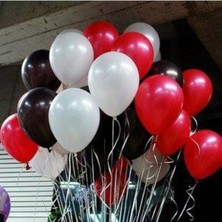 İstoç Parti 12 Inç 30 Adet Metalik Kırmızı-Pastel Siyah-Metalik Beyaz Balon