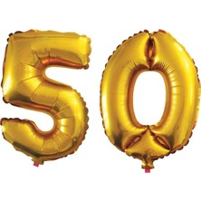 İstoç Parti 50 Yaş Sayı Folyo Balon Gold 40 Inç 100 cm
