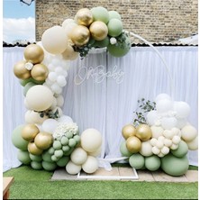 İstoç Parti Krom Gold Beyaz Sütlü Kahve Küf Yeşili Balon Seti 50 Adet