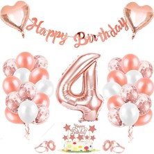 İstoç Parti Rose Gold Folyo Balon Seti Banner 4 Yaş