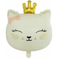 İstoç Parti Kedi Kafa Krem Renk Folyo Balon