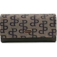 Louisiana Polo Silver Polo Kadın Cüzdan Monogram Desenli  Vizon Haki 1036