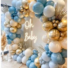 İstoç Parti Derin Okyanus Fırtına Mavisi Deniz Kumu Krom Gold Balon Seti 50 Adet