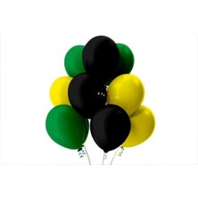 İstoç Parti Açık Yeşil-Sarı-Siyah Pastel Soft Balon 50 Adet