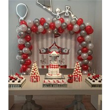 İstoç Parti 100 Adet Metalik Balon (Kırmızı-Gümüş-Beyaz Karışık)+ 5 mt Balon Zinciri