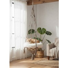 Patilemece Makrome El Örgüsü Peluş Minderli Kedi Salıncağı