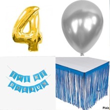 İstoç Parti Doğum Günü Parti Seti 5 Rakam Mavi Konsept