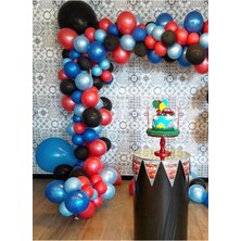 İstoç Parti Koyu Mavi Açık Mavi Siyah Kırmızı Balon Zincir 100 Adet