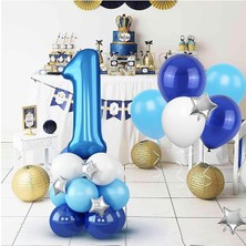 İstoç Parti Mavi Rakam Balon Karşılama Seti Yaş Balonlu Yaş 1
