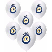 İstoç Parti Nazar Boncuklu Beyaz Maşallah Balon 40 Adet