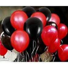 İstoç Parti 30 Adet 12 Inç Parti Balonu Metalik Kırmızı - Pastel Siyah