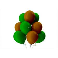 İstoç Parti Kahverengi-Koyu Yeşil Pastel Soft Balon 50 Adet + 5 Metre Balon Zinciri