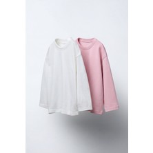 Magu Kız Çocuk Pamuklu Uzun Kollu Basic T-Shirt 2'li Set