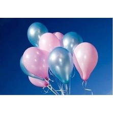 İstoç Parti Metalik Mavi Pembe Balon 50 Adet